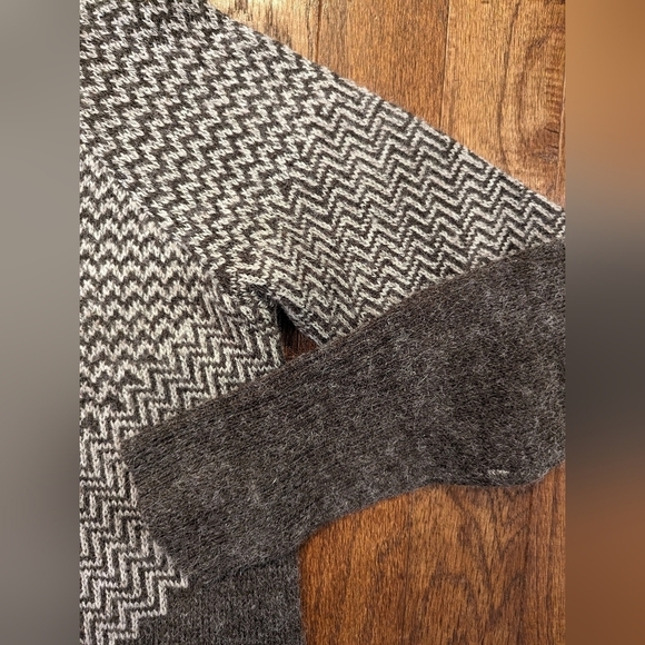 Only Boho poncho sweater fringe brown & cream sweater, Size M - Picture 3 of 15